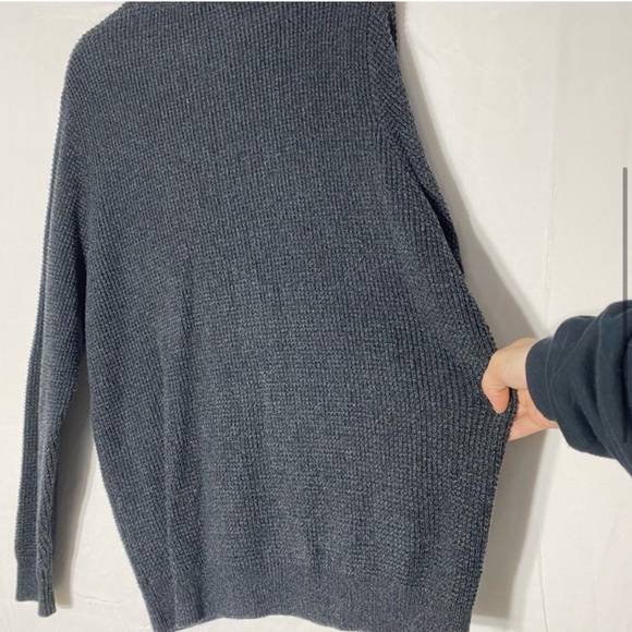 Denver Hayes Dark Grey Waffle Knit Full Zip Mock Neck Cardigan Sweater L - Picture 4 of 16